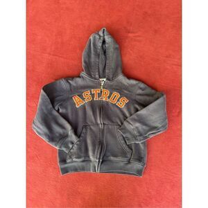 Majestic Boys' Dark Blue Astros Full Zip Fleece Long Sleeve Hoodie Size 8 Youth